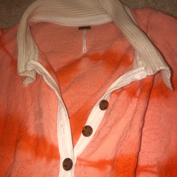 Free People Pink Tie Dye Button Collared Pullover - Picture 2 of 4